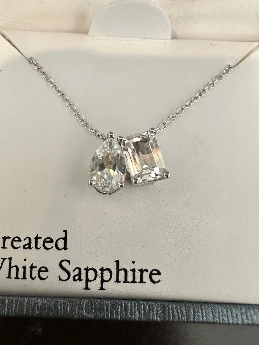 Gemstone Brilliance Created White Sapphire Sterling Silver Pendant Necklace